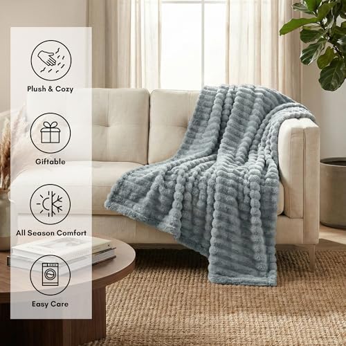 Americanflat 60x80 Faux Fur Throw Blanket - Soft and Breathable Throw