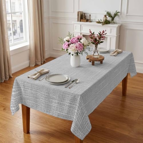 Rustic Light Gray Table Cloth, Farmhouse Solid Color Waterproof