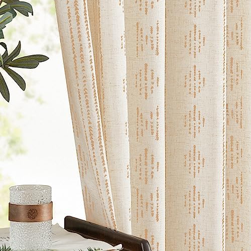 jinchan Linen Curtains Light Filtering 50x84 Inch Back Tab 2 Panels