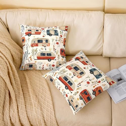 Erosebridal RV Camper Pillow Covers 18x18 Inch Set of 2 Retro Wood