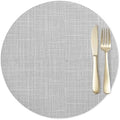 Round Placemats Set of 1, Modern Gray Linen Texture Faux Leather