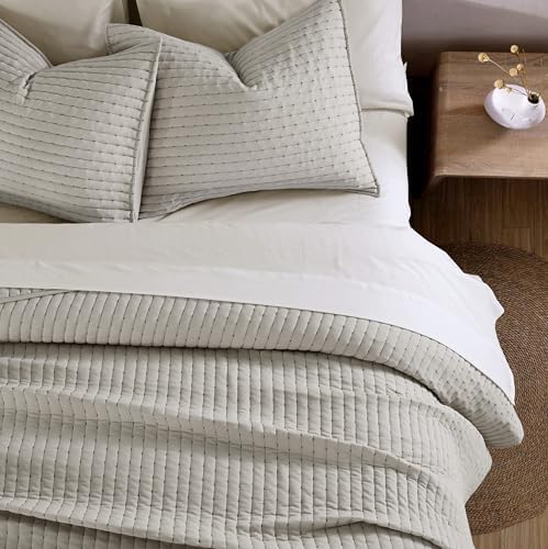 Lightweight Quilted Bedspread Quilt Set, Pre-Washed Brushed