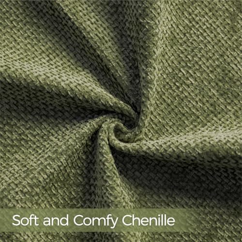 a moment Olive Green Chenille Throw Pillow Covers 22x22 Inch Pack of 2