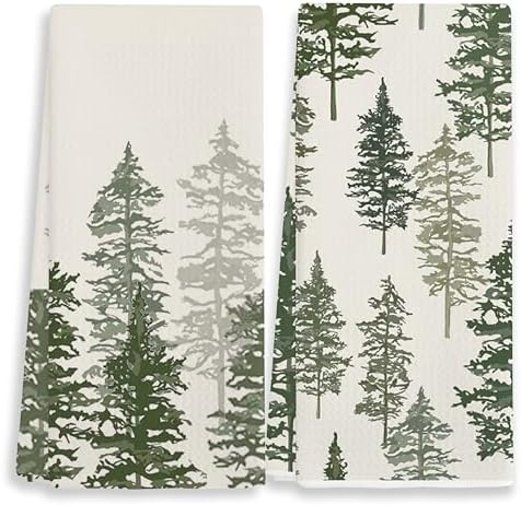 Christmas Decorative Kitchen Towels Set of 2–Watercolor Pine