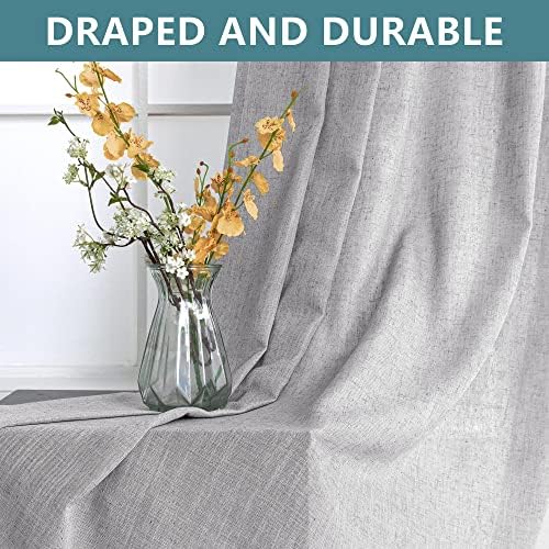 Light Grey Curtains 63 Inch Length for Bedroom 2 Panels Set Tab Top