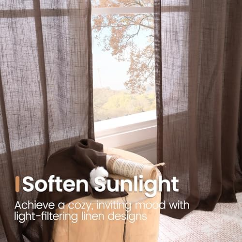 BGment Brown Linen Curtains 72 Inches Long for Living Room, Window