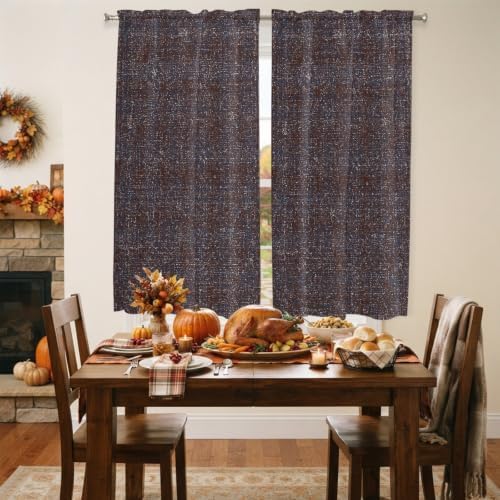 Brown Window Curtains 72 Inch Length, Farmhouse Vintage Chocolate