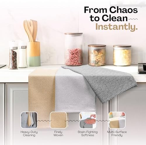 Multi Color Kitchen Towels 12 Pack, 100% Cotton, Diamond Weave Towel