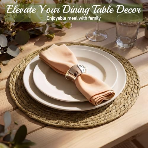 Colingmill 60 Sets 12 Inch Round Woven Placemats Bulk Farmhouse Boho