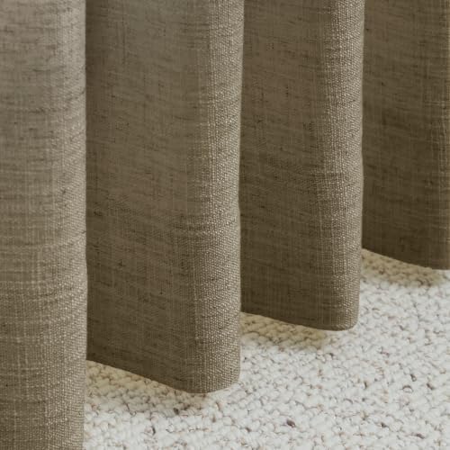 TWOPAGES Linen Room Darkening Rod Pocket Curtain, Taupe Grey, 50Wx96L