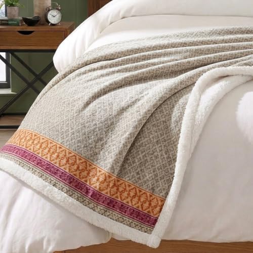 Eddie Bauer - Throw Blanket, Soft Brushed Fleece Bedding with Sherpa
