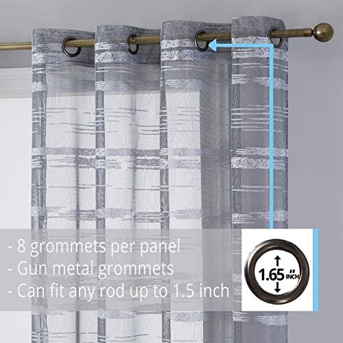 HLC.ME Broadway Stripe Decorative Sheer Light Filtering Grommet Window