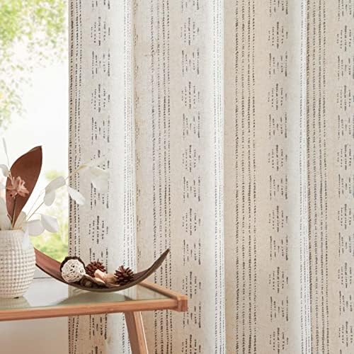 jinchan Linen Curtains Farmhouse Boho Drapes 63 Inch Grommet 2 Panels