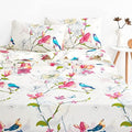 Wake In Cloud - Floral Bed Sheets, 100% Cotton, 4-Piece Sheet Set
