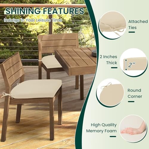 HARBOREST Outdoor Chair Cushions Set of 6, Water Resistant Patio Chair