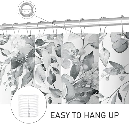 Grey Eucalyptus Fabric Shower Curtain for Bathroom, 72x72