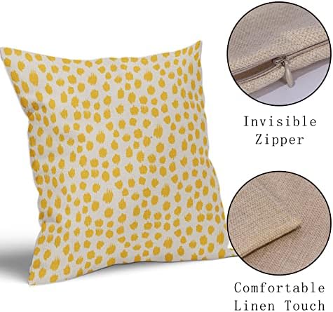 Yellow Cream Pillow Covers 20x20 Set of 2 Boho Design Polka Dot Throw