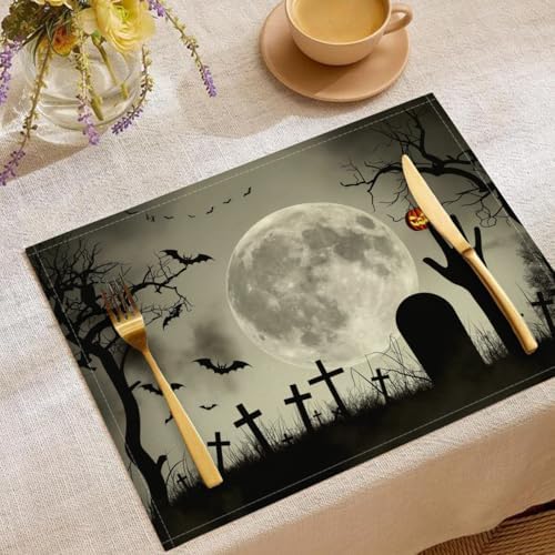Halloween Cemetery Placemats Grave Hands Non-Slip Insulation Placemats