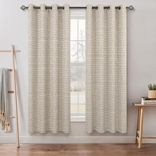 Pitalk Living Room Curtains 63 Inch Length 2 Panels Unique Pattern