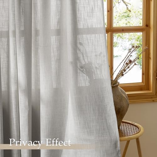 NICETOWN Faux Linen Curtains for Living Room/Bedroom 96 inch Long 2