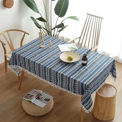 70~240cm Plaid Cotton Linen Tablecloth Rectangle Round Table Cloth