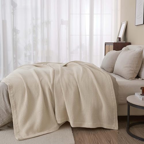 100% Cotton Green Blanket Full/Queen Size for Bed - Breathable and