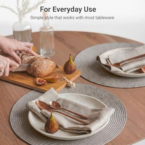 FunWheat Round Braided Placemats Set of 8 Table Mats for Dining Tables