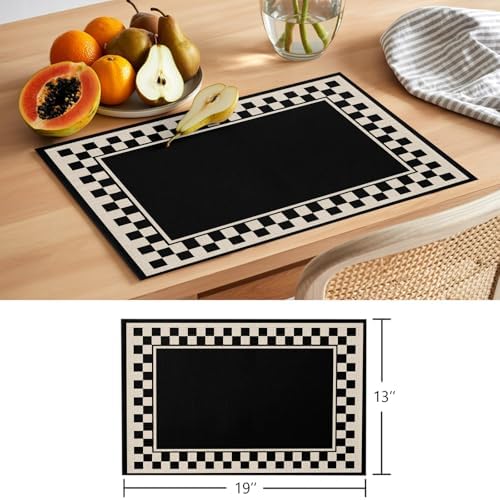 Round Placemats Set of 12 Minimalist Checkered Place Mats Farmhouse