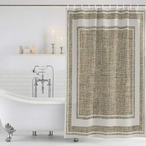 Beige Rustic Shower Curtain, Stall Bathroom Curtains for Bathtub