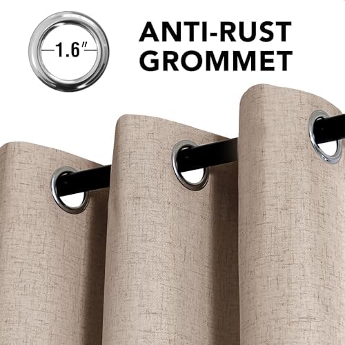 H.VERSAILTEX 100% Blackout Linen Curtains 96" L 2 Panels Heathered