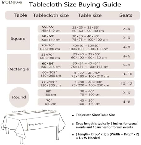 TruDelve Cloth Tablecloth Rectangular Beige Striped Cotton Table