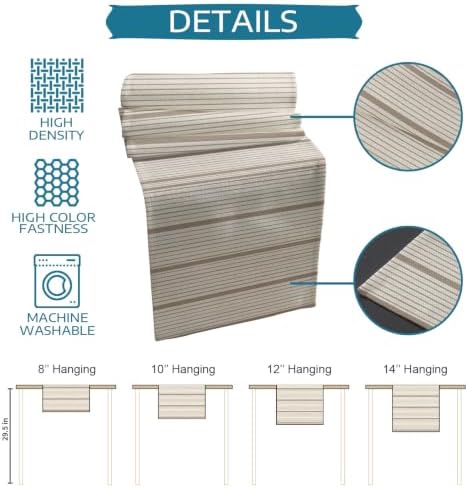 Beige Stripes Table Mats Set of 6 with Table Runner 90 Inches
