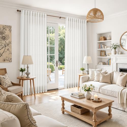 Nanspring Linen Kitchen Curtains for Cafe 36x63 Inch Length Natural