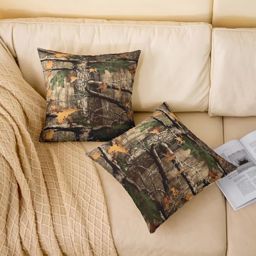 Feelyou Brown Branch Cushion Case Leaf Pattern Throw Pillow Covers