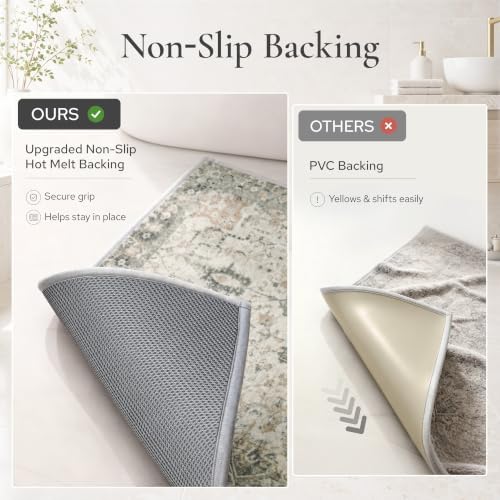 sarben Memory Foam Bathroom Runner Rug 60"x24" Non Slip Washable,Gray