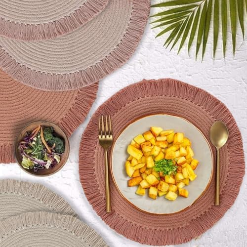 Folkulture Placemats | Round Fall Placemats Set of 6 | 100% Cotton
