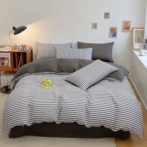 MZP Gingham Striped Duvet Cover King 100% Cotton Vintage Luxury Soft