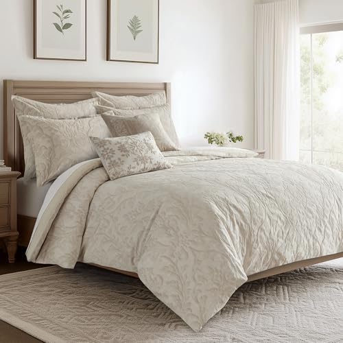Levtex Home - Alessio Beige Duvet Cover Set - Full/Queen Duvet Cover