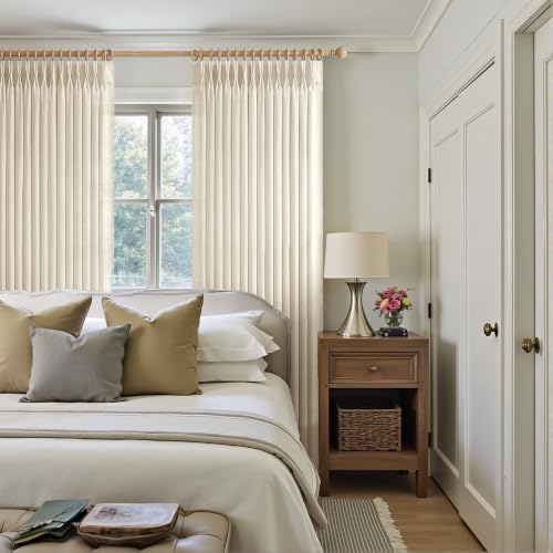 Pinch Pleated Linen Curtains 96 Inch, 2 Panels Premium 400GSM Memory