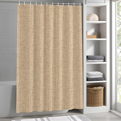 Minimalist Beige Shower Curtain for Bathroom Rustic Neutral Modern
