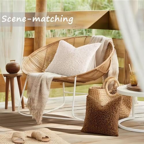 Throw Pillow Covers Set of 2, Faux Wool Pillow Covers 18x18 for Living