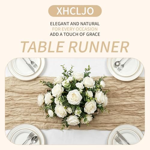 16 Pack Beige 17 x 108 Inch Cheesecloth Table Runner - Boho Gauze
