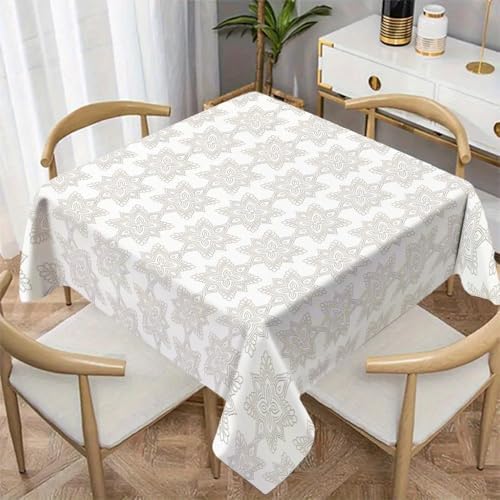 Geometric Pattern Print Square Tablecloth, Waterproof Vinyl Table