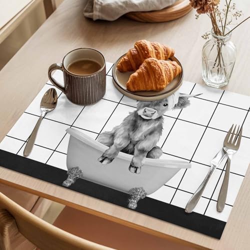 Placemats Set of 8, Vintage Grey Yak Woven Placemat, Linen Place Mats