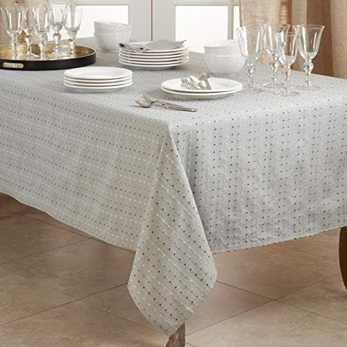 Square Stitched Tablecloth, Gray