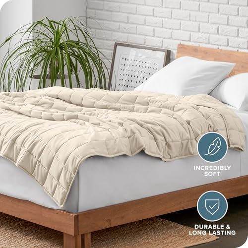 Bare Home Cotton Weighted Blanket (Sand, 48"x72" 15lbs)
