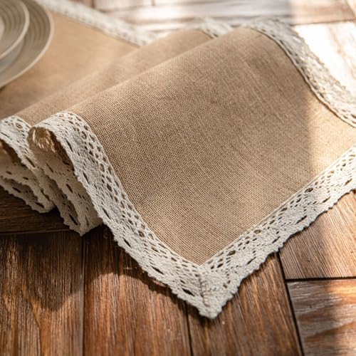 Table Runner 108 Inches Long, Cotton Linen Decorative Table Runners