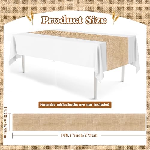 6Pcs Plastic Burlap Print Table Runner Rustic Table Runner Disposable