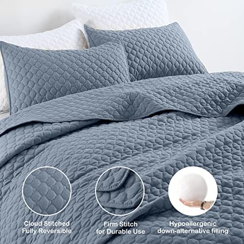 HORIMOTE HOME Quilt King Size Dusty Blue, Lightweight Quilt for Summer