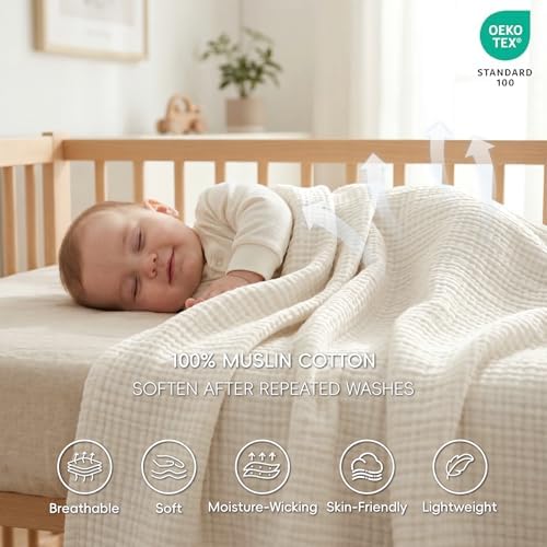 David's Home 100% Cotton Muslin Throw Blanket for College Dorm